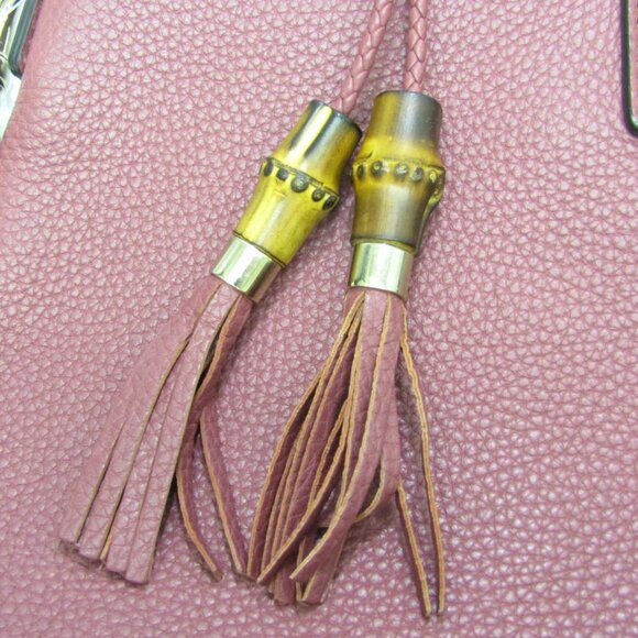 GUCCI Pink Leather Bamboo Shoulder Bag - Picture 11 of 16